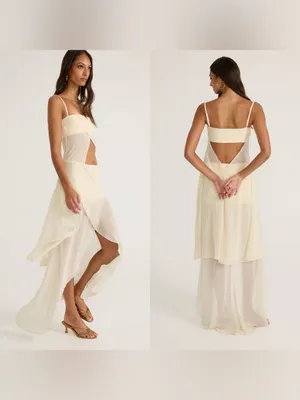 Ance Gria Rosalie Silk Chiffon Maxi Skirt Cream XS NWT thumbnail 2