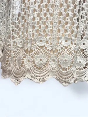 Vintage Style White Crochet Cardigan‎ Open Front Shrug Coquette Boho Knit thumbnail 4