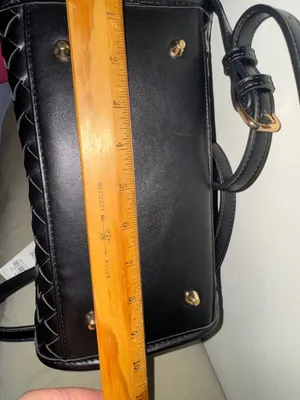 Urban Outfitters Kristie Crossbody Black leather bag woven texture thumbnail 11