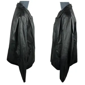 Genuine Black Leather Jacket Plus 16-18W Full Zip Lined‎ Minimalist Patina Retro thumbnail 9