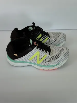 New Balance Women's Running Shoes - White, Black & Neon Yellow Accents thumbnail 2