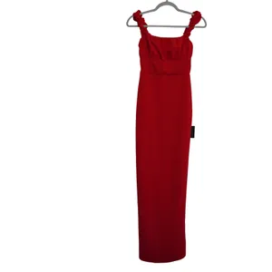Lulus Size‎ Small Red Ruffle Strap Maxi Dress Square Neck Column Gown Wedding thumbnail 4