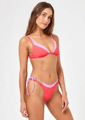 L*Space Seamless Zendaya Bikini Top - Hot Cherry Jewel MSRP $119 large thumbnail 1