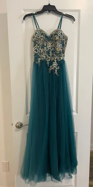 Windsor Green Strapless Prom Dress thumbnail 3