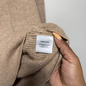 Quince Women Merino Wool Alpaca Sweater Large Tan‎ Ribbed Cowl Neck Raglan L thumbnail 2