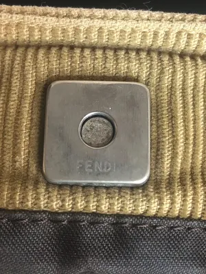 FEND Corduroy Mini Bag with Dark Brown Leather Wrapped Handles & Silver Hardware thumbnail 15