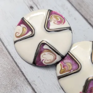 Vintage Stud Earrings For Pierced Ears Retro Circular Extra Large thumbnail 4