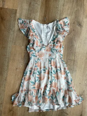 Hello Molly White Floral Ruffle Mini Dress Size Small US 4 Summer Party Wedding thumbnail 1