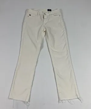 AG Adriano Goldschmied Prima‎ Jeans Womens 25R White Corduroy Cigarette thumbnail 1
