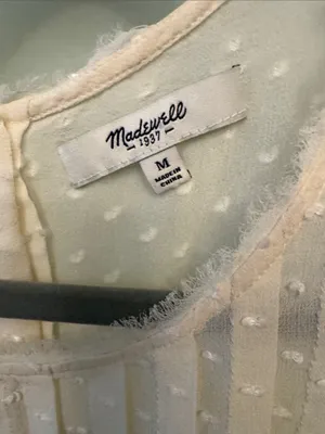Madewell Cream Pintuck Swiss Dot Cap Sleeve Blouse thumbnail 2