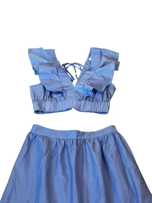 Japna Tiered Ruffled Maxi Skirt & Ruffle Crop Top European Summer Cottagecore thumbnail 3
