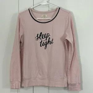 Kate Spade XS Pink, Black Knit Long Sleeve Sleep Tight Pajama Loungewear Top thumbnail 3