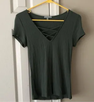Charlotte Russe Lace Up T Shirt Green Size S thumbnail 6