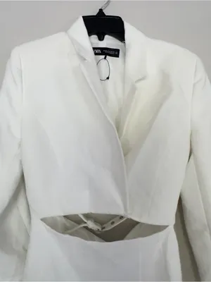 NWOT Zara Cut Out Mini Blazer Dress in Ecru White thumbnail 5