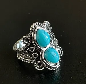 Turquoise stone silver ring size 5 thumbnail 1