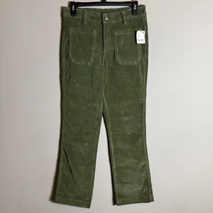 Free People High Time Velvet Kick Flare Pants Women's 6 Chive Green Festival NWT thumbnail 7
