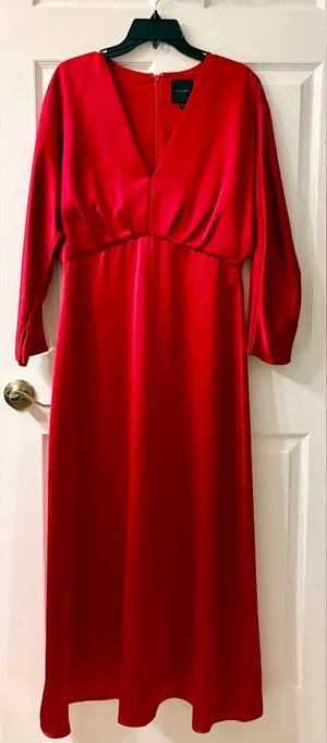 Alex Marie Red Satin V-Neck Women's Dress Size 10 thumbnail 1
