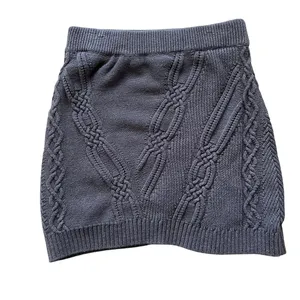 Anthropologie Cable Knot Gray Sweater Skirt Medium Winter Cozy Mini Short‎ Warm thumbnail 3