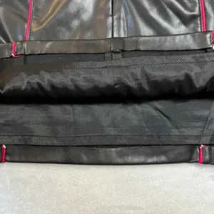 Zara Faux Leather Black Quilted Red Piping Moto Mini Skirt‎ Size L Biker Rock thumbnail 8