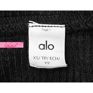 Alo Waffle Weekend Escape Mock Neck Long Sleeve Black Turtleneck Thermal Sweater thumbnail 8