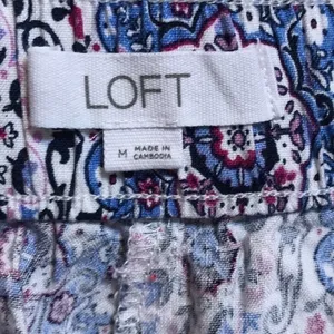 Loft Fluid Wide Leg Crop Pants in Medallion Linen Blend‎ ladies size medium thumbnail 13