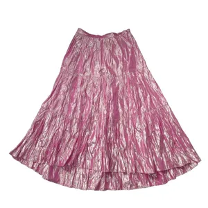 NWT Anthropologie Maeve Alicia in Pink Crinkled Metallic Maxi Skirt 2 thumbnail 4