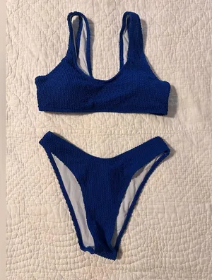 Blue Textured Bikini Set thumbnail 1