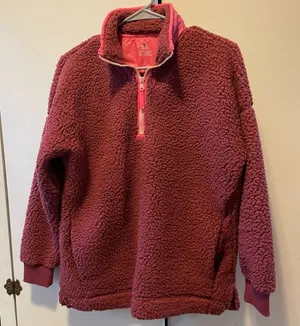 Aerie Pink Sherpa‎ Quarter-Zip Sweatshirt NWOT thumbnail 1