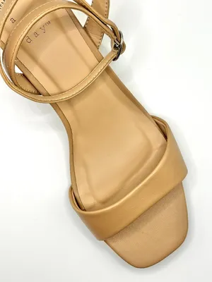 A New Day Shannon Tan Nude Flare Block Heel Sandals Ankle Strap Memory Foam 6.5W thumbnail 4
