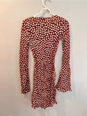 Realisation Par The Brigitte Bell Sleeve Flippy Mini Dress In Plum Size XS thumbnail 6