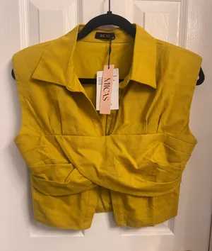 NWT MICAS Linen Crossed Ruched Tank Top thumbnail 1