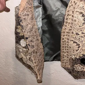 Vintage Silk Vest Lace Embellished Beads Sequin Floral Boho thumbnail 9