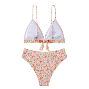 SheIn Ditsy Floral High Waisted Bikini Set in Pink, Size M thumbnail 2