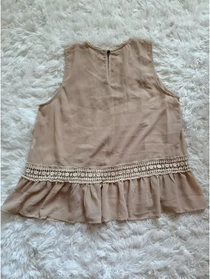Cream tank with lace design Tan thumbnail 2