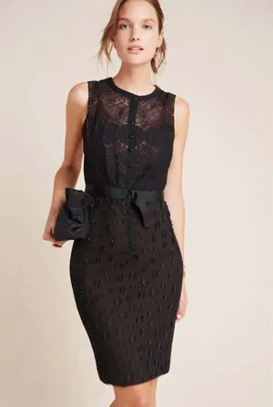 Byron Lars Anthropologie Gisella Lace Floral Appliquè Sheath Dress Sz 4 thumbnail 3