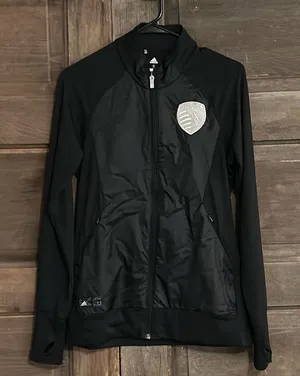 Adidas‎ Sporting Kansas City Golf Womens Hybrid Full Zip Black Jacket Size Small thumbnail 1