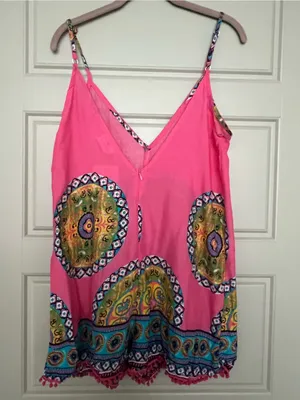 Pink NWT romper size 8/Small beach coverup summer vacation thumbnail 2