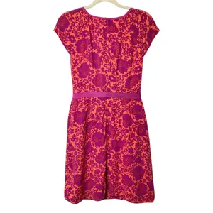 Boden Easy Day Cap Sleeve Mini Dress in Orange in Fuchsia Floral Size 4 EUC thumbnail 9