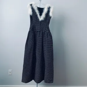 Victor‎ Costa MobWife Quirky Dainty Victorian Dress 12 Black Striped Party thumbnail 8