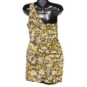NWT Zara Dress One Shoulder Y2K Retro Statement Party Bold Floral Sheath Small thumbnail 5