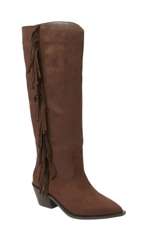 NWT Universal Thread Patsy Tall Fringe Western Boots Cowgirl Chocolate Brown 7M thumbnail 1