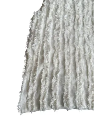 CURRENT AIR Ivory Winter White Striped Tank Top Size Large thumbnail 9