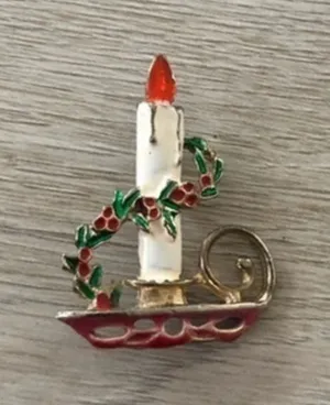 Vintage Christmas Candle Brooch thumbnail 1