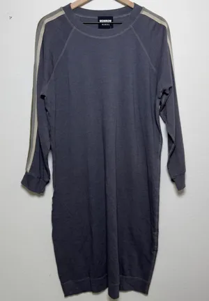 NEW Monrow‎ Mommy Women Cotton Dress L Grey Raglan Long Sleeve Stripe Casual thumbnail 1