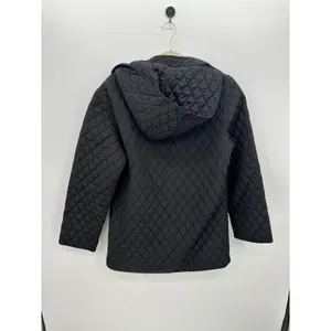Garnet Hill Women's Quilted‎ Coat Jacket Black Sz 14 Removable Hood thumbnail 2