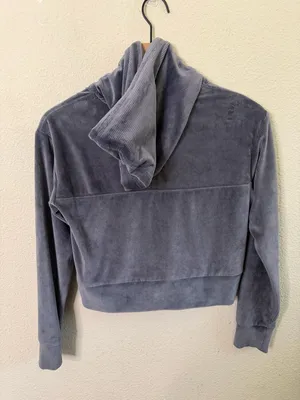 Vuori Women's Haven‎ Half Zip Jacket Hoodie in Azure Blue Velour Womens Size XS thumbnail 5