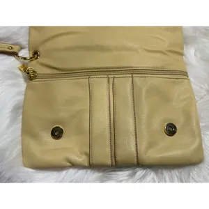 Daisy Fuentes Y2K Wristlet Clutch Purse Yellow Tan Gold Hardware Buckle Bag thumbnail 5