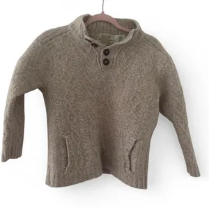Aran Sweater Market 100% Merino Wool Funnel Neck Pullover Sweater Size L thumbnail 1