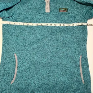 L.L. Bean 1/4 Snap Sweater‎ Fleece Pullover Heathered Teal Womens Small thumbnail 6