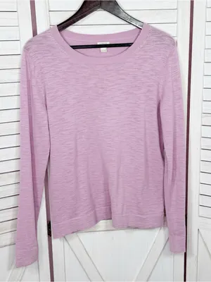 J. Crew Slub Knit Boat Neck Lightweight Sweater Soft Lilac‎ Medium Soft Preppy thumbnail 7